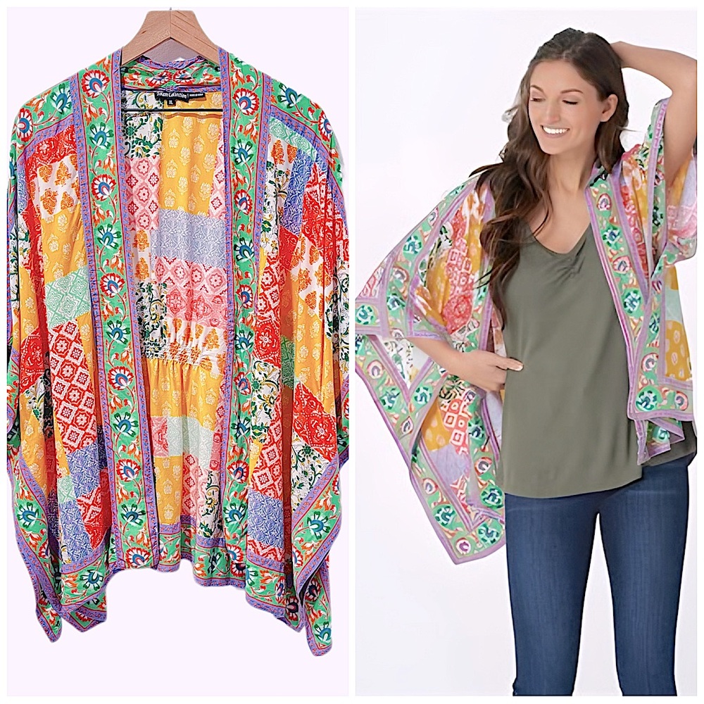 Tolani Collection | Printed Open Front Woven Kimo… - image 2